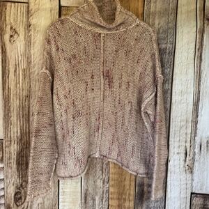 Pilcro Anthropologie Noelle Sweater Pink Marled Chunky Knit Oversized Medium